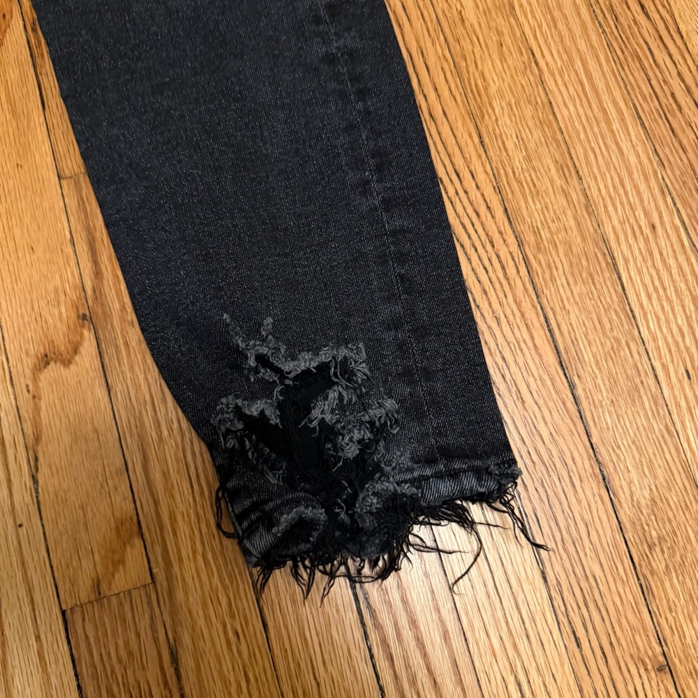 Agolde Sophie High Rise Crop Jeans Black Distressed Hem 31 - Picture 5 of 8